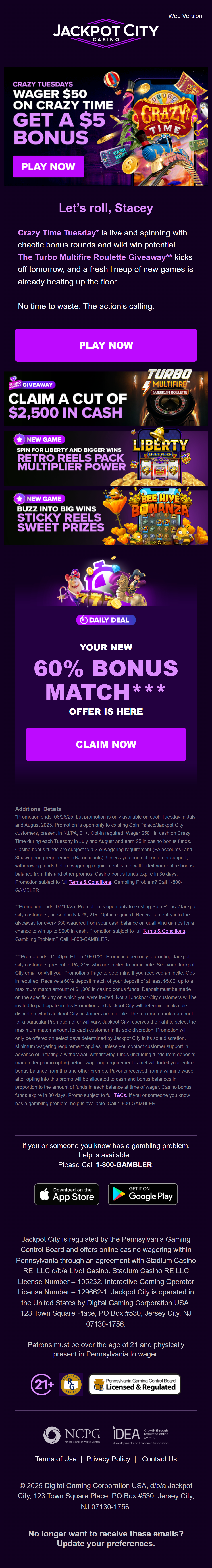 Crazy Time Email